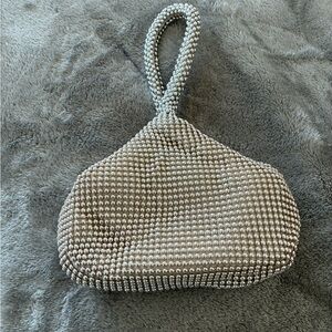 Elegant Silver Beaded Women's Bag